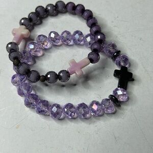 Amethyst Style Crystal Cross Bracelet Set